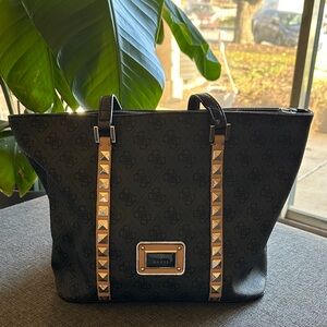 GUESS Black Tote with Gold Studs